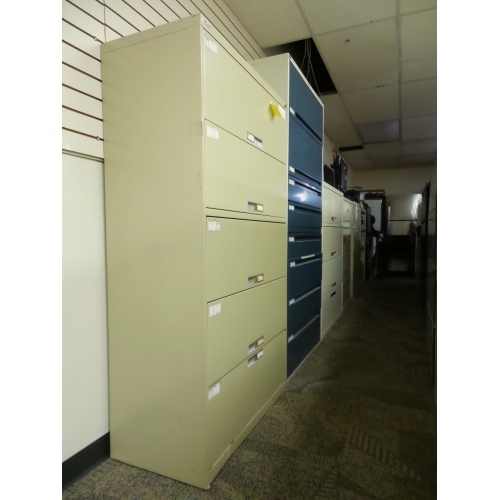 Artopex Tan 5 Drawer Flip Front Lateral File Locking Allsold